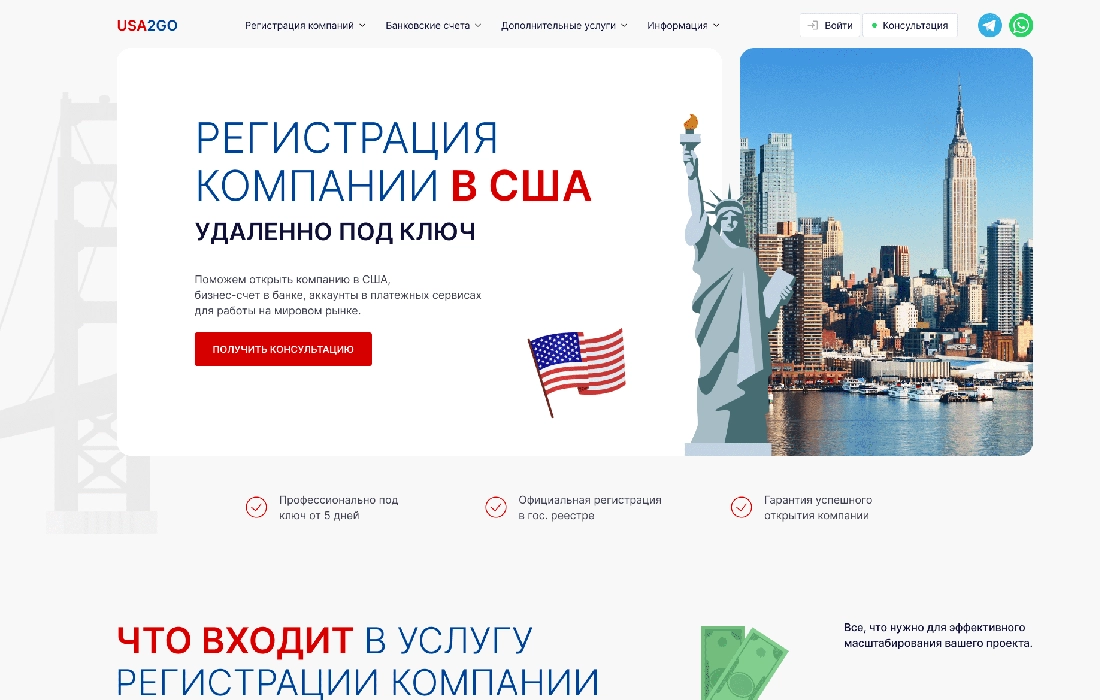 Разработка сайта для «Usa2go»